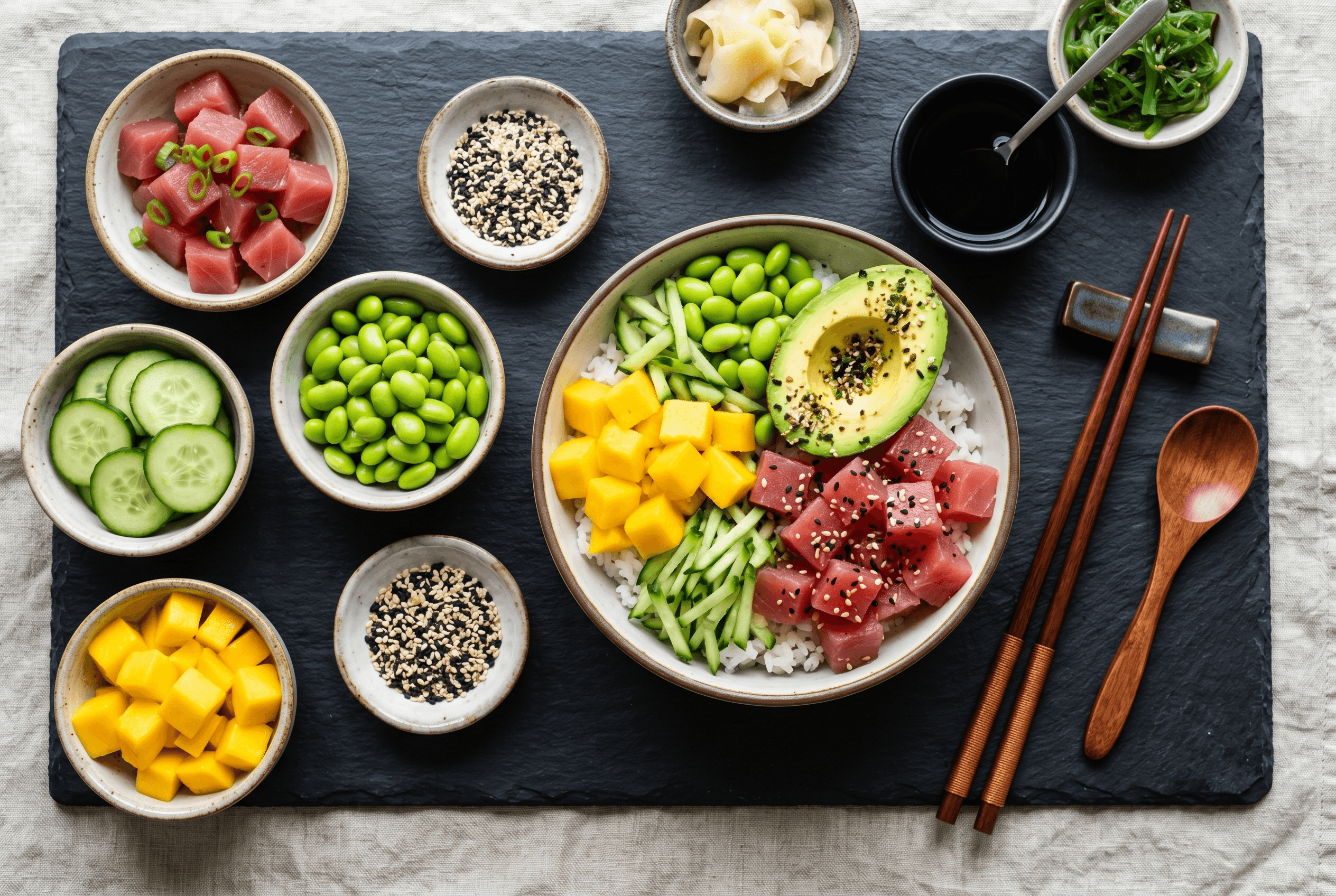 Ingredientes frescos Ohana Poke